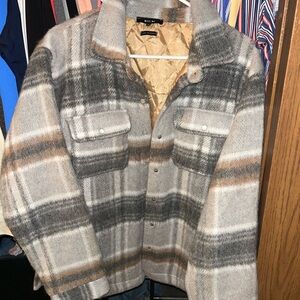 Miss Me Plaid Jacket with Gray and Brown Accents